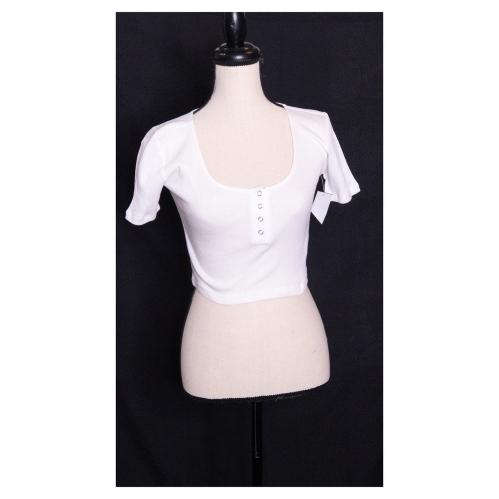 NWT Lime Blue White Crop Top